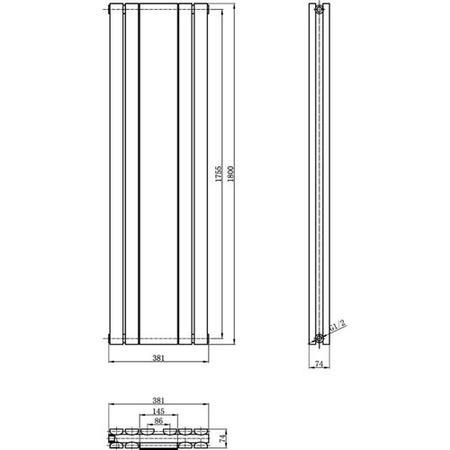 Hudson Reed Sloane Double Panel Designer Radiator Anthracite 1800x381