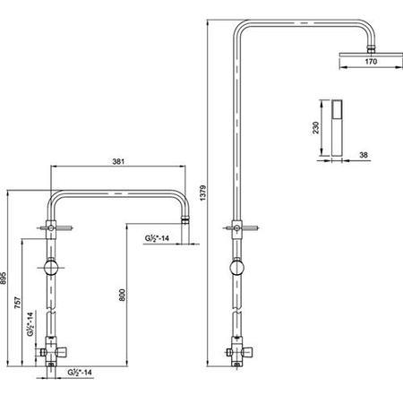 Hudson Reed Multi Option Shower Kits Telescopic Riser Kit