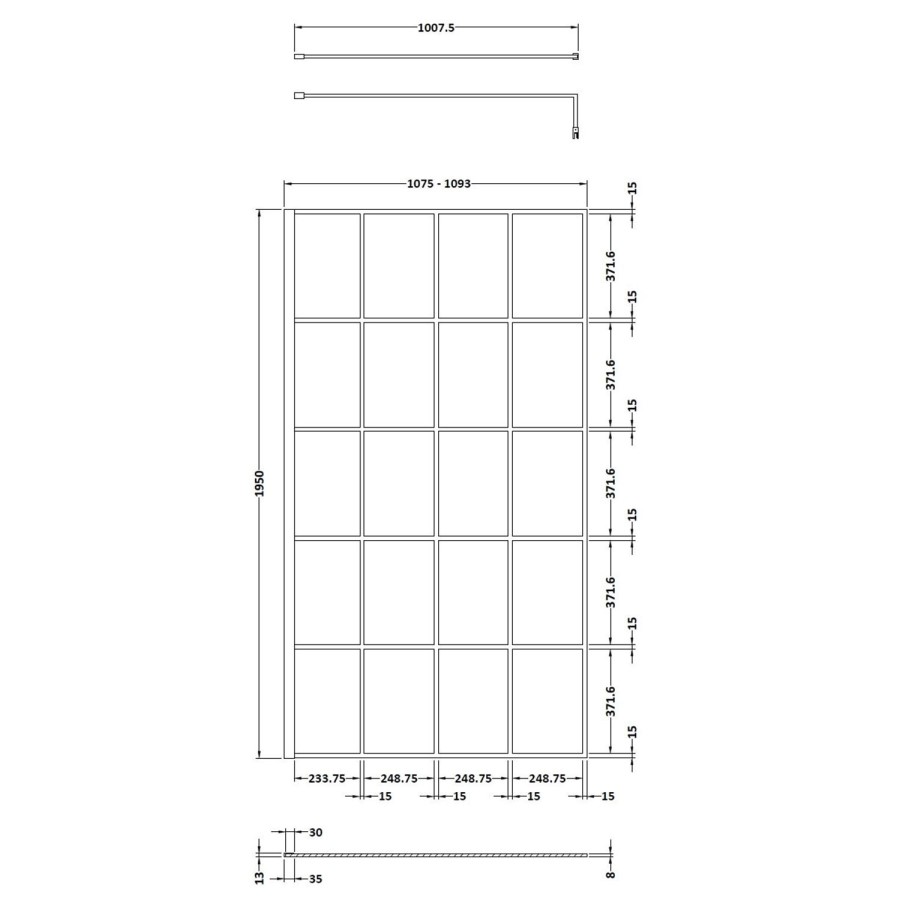 Hudson Reed 1100mm Framed Wetroom Screen