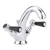 Hudson Reed Black Topaz Lever Mono Basin Mixer with Domed Collar