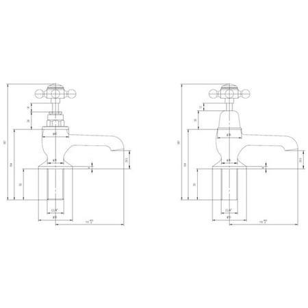 Hudson Reed White Topaz Crosshead Bath Taps with Domed Collar