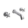 Hudson Reed White Topaz Crosshead Wall Mounted Bath Spout &amp; Stop Taps with Domed Collar