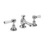Hudson Reed White Topaz Lever 3 Tap Hole Basin Mixer with Hexagonal Collar