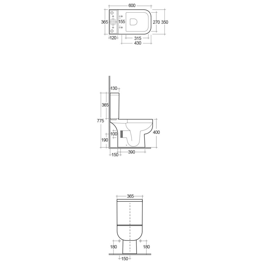 RAK Series 600 Close Coupled Toilet with Slim Wrap Over Soft Close Seat