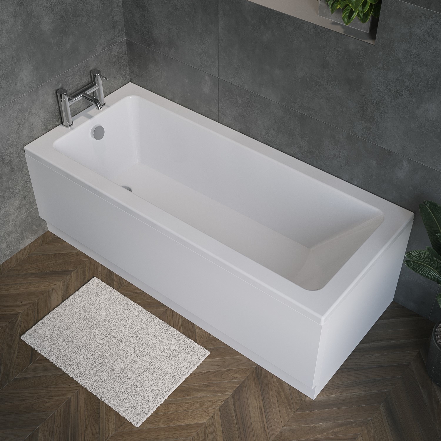 Rutland White Square Single Ended Bath - 1700 X 750Mm