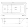 1700 x 750 Rutland Single Ended Square Bath with Front Panel and Saturn Hinged 1450mm 6mm Chrome Bath Screen