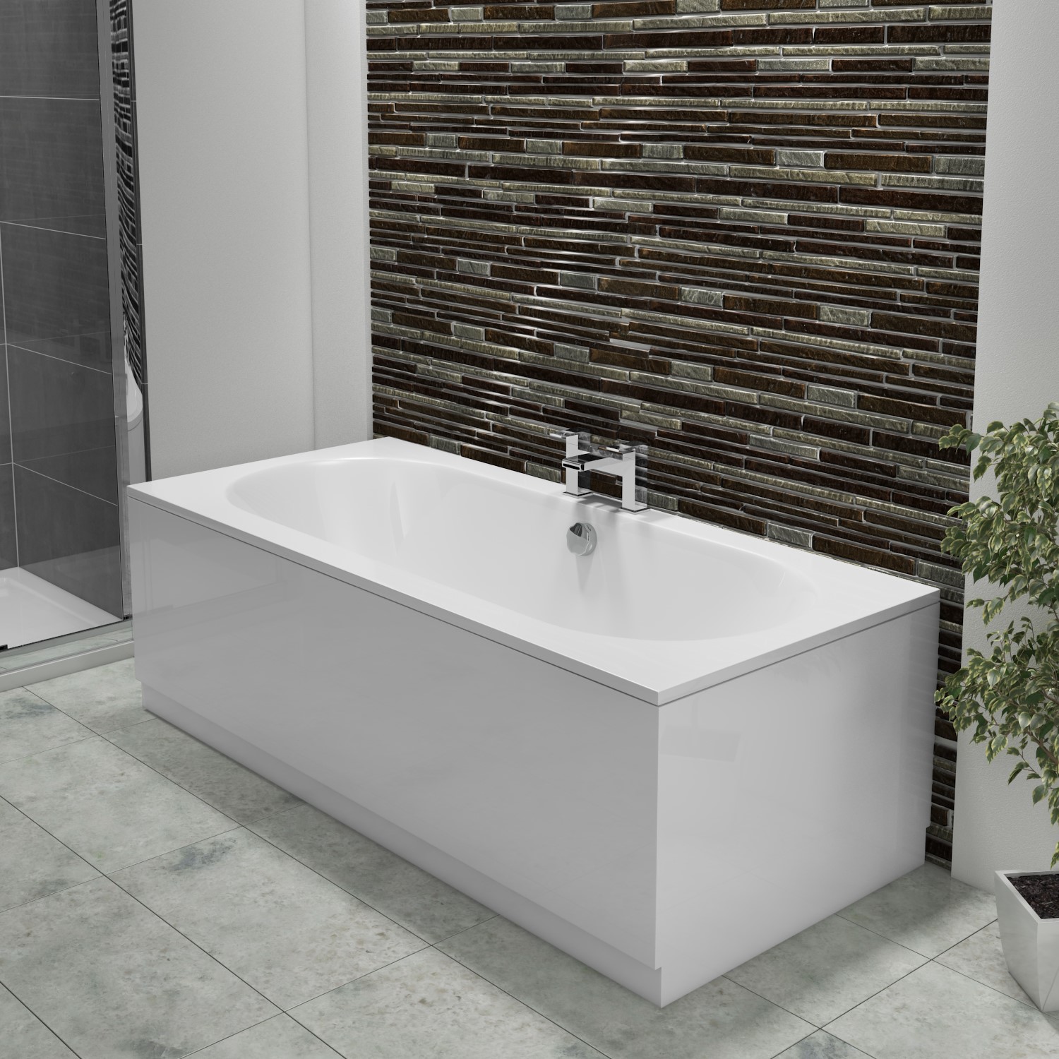 1700 x 700 Burford Double Ended Round Bath with Front Panel and Como ...