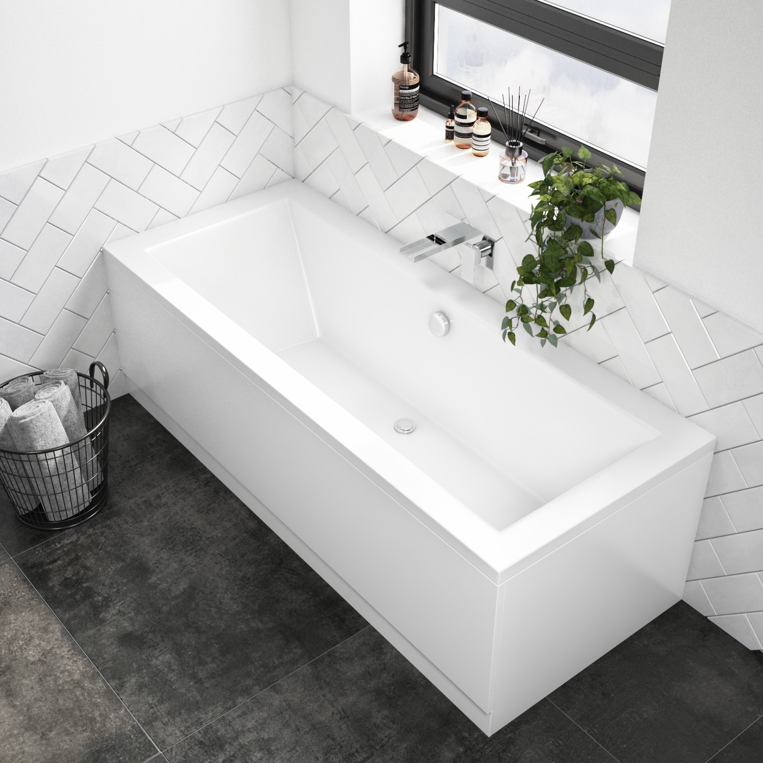 Healey & Lord Modern Collection 1700 x 800mm Double Ended Freestanding Bath  with Waste & Overflow