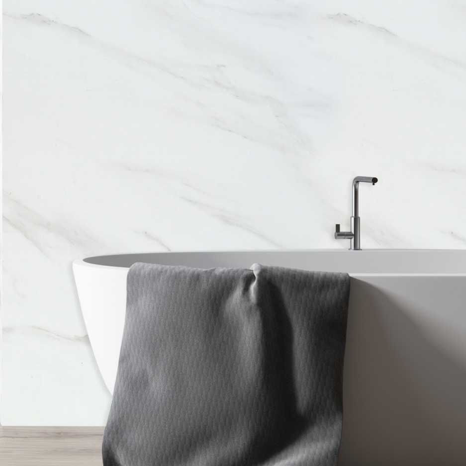 White Marble PVC Shower Wall Panel 2400 x 1000mm Better Bathrooms