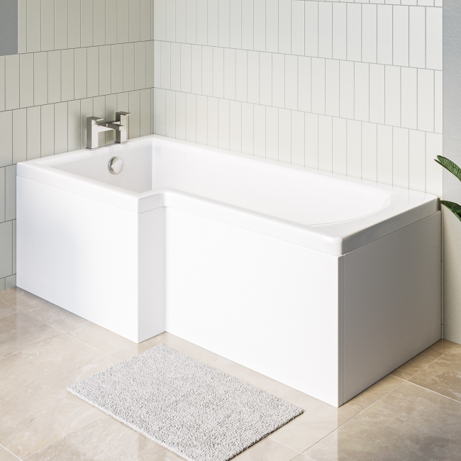 L Shape Shower Bath Left Hand 1500 x 850mm - Lomax - Better Bathrooms