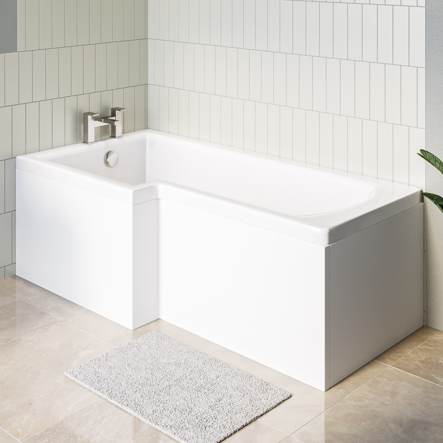 L Shaped Shower Bath Left Hand 1700 x 850mm - Lomax