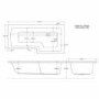 GRADE A2 - Lomax Left Hand L Shape Shower Bath - 1700 x 850mm