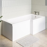 ONLY OPENED - L Shape Shower Bath Right Hand 1700 x 850mm - Lomax ONLY OPENED - L Shape Shower Bath Right Hand 1700 x 850mm - Lomax