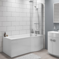 GRADE A1 - Portland Right Hand P Shape Shower Bath - 1700 x 850mm