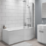 GRADE A1 - Portland Right Hand P Shape Shower Bath - 1700 x 850mm