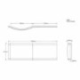 Acrylic P Shaped Bath Front Panel -1500mm