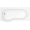 P Shape Shower Bath Left Hand with Front Panel &amp; Chrome Bath Screen 1700 x 850mm - Portland