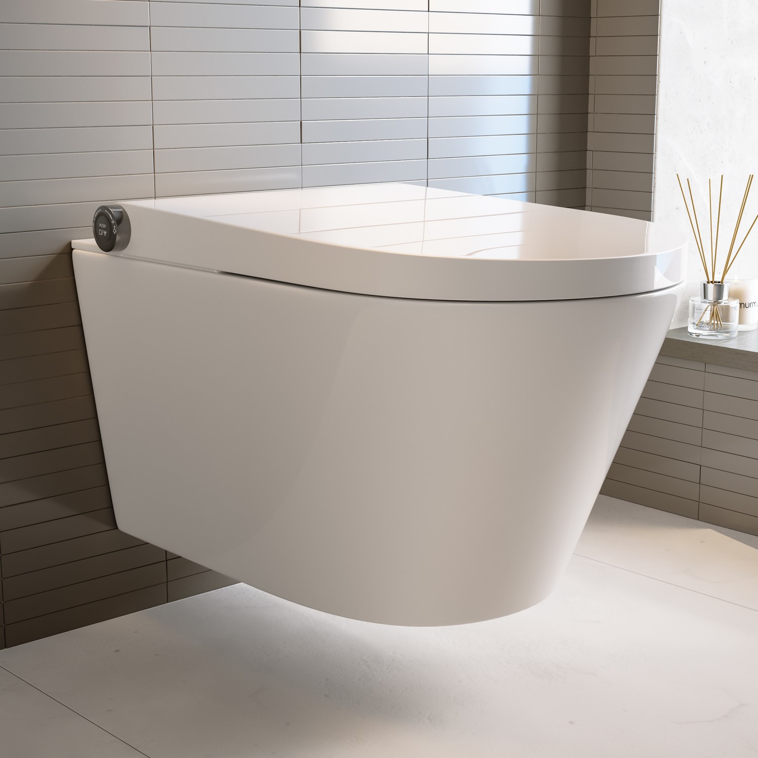 Purificare White Wall Hung Smart Bidet Japanese Toilet