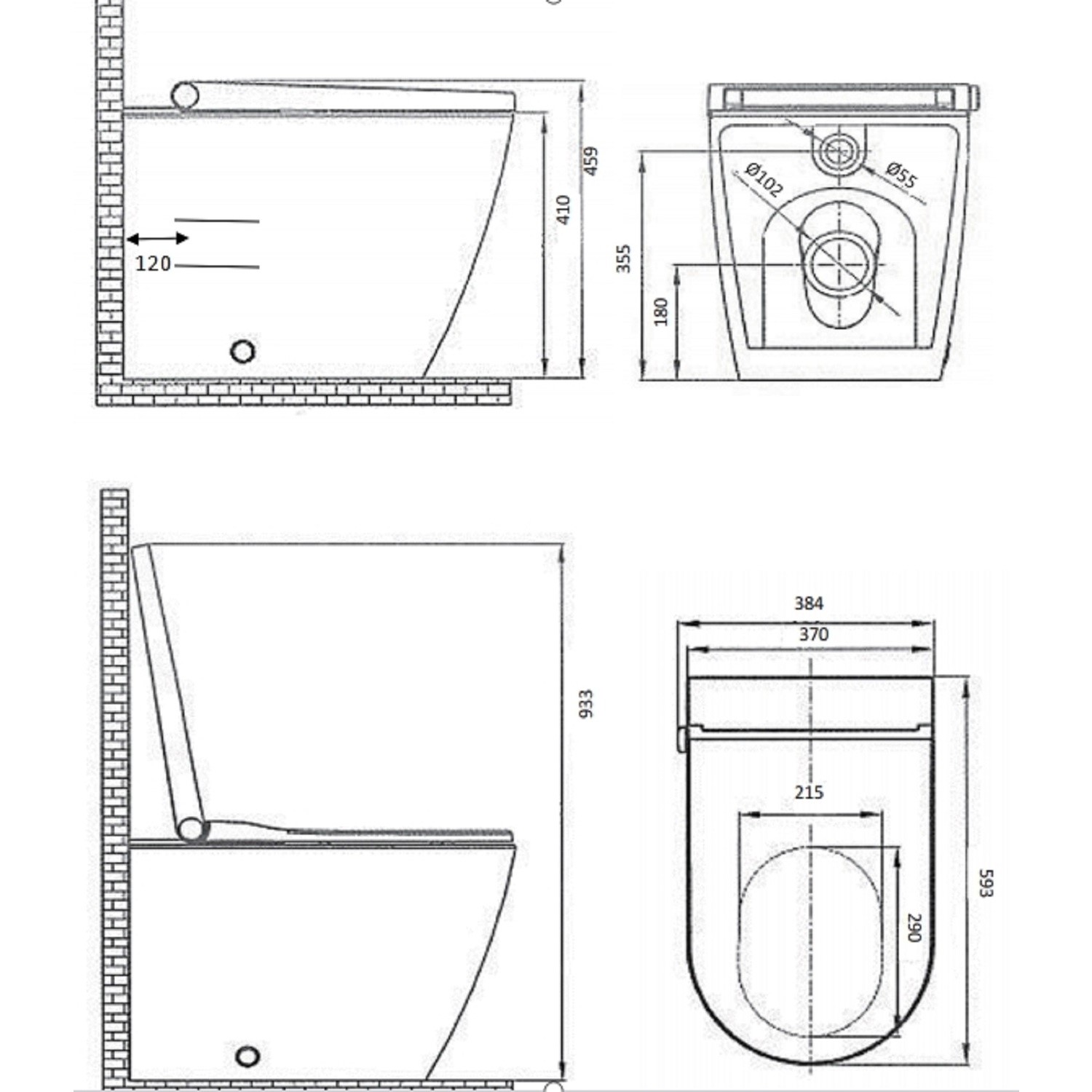 Back to Wall Smart Bidet Round Toilet - Purificare - Better Bathrooms