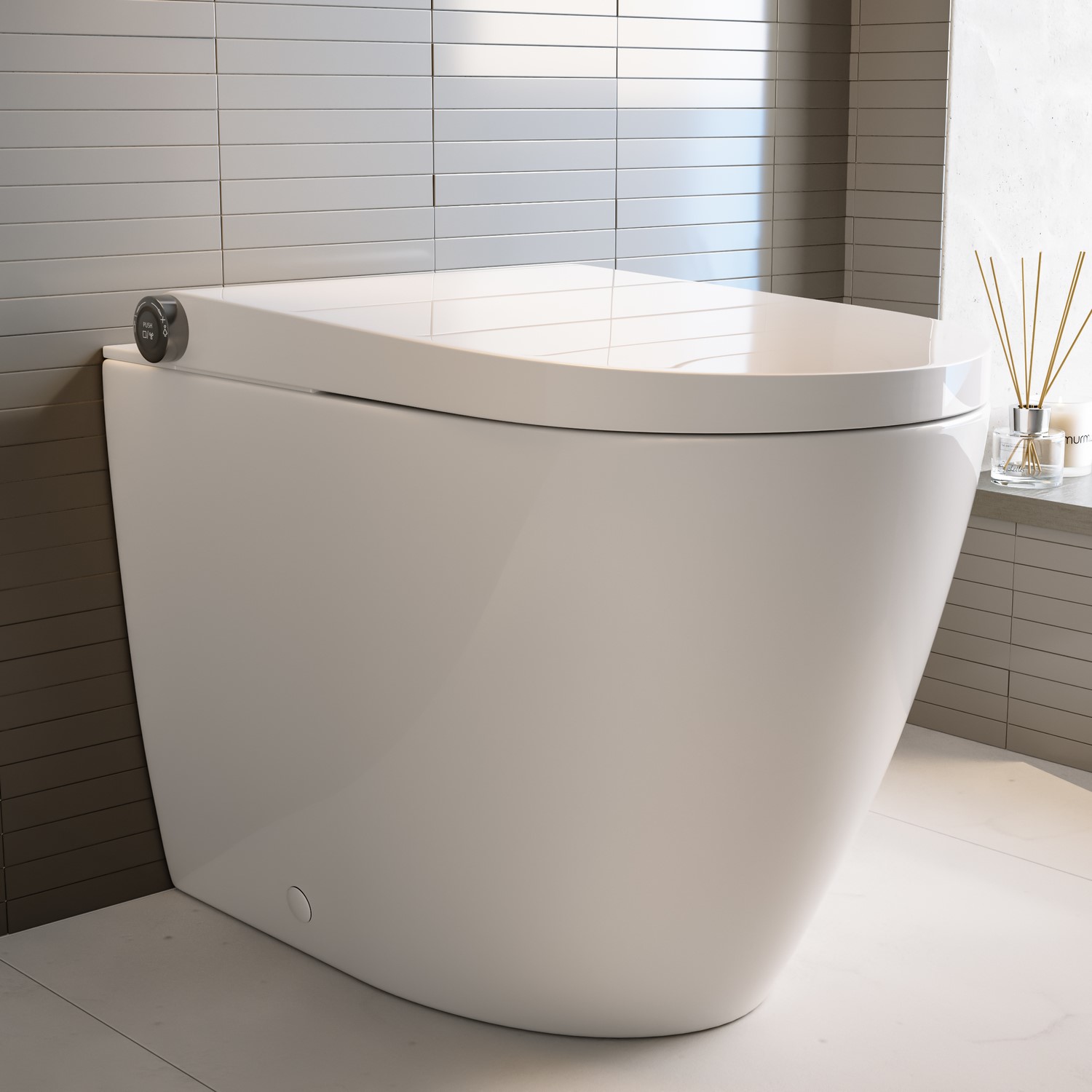 Purificare White Back To Wall Smart Bidet Japanese Toilet
