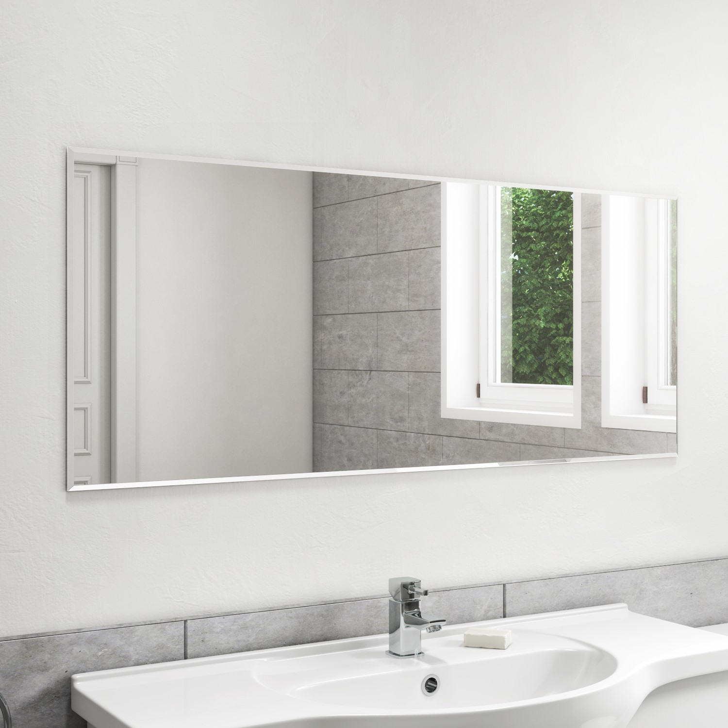 Rectangular Bathroom Mirror 1200 x 500mm - Helios - Better Bathrooms
