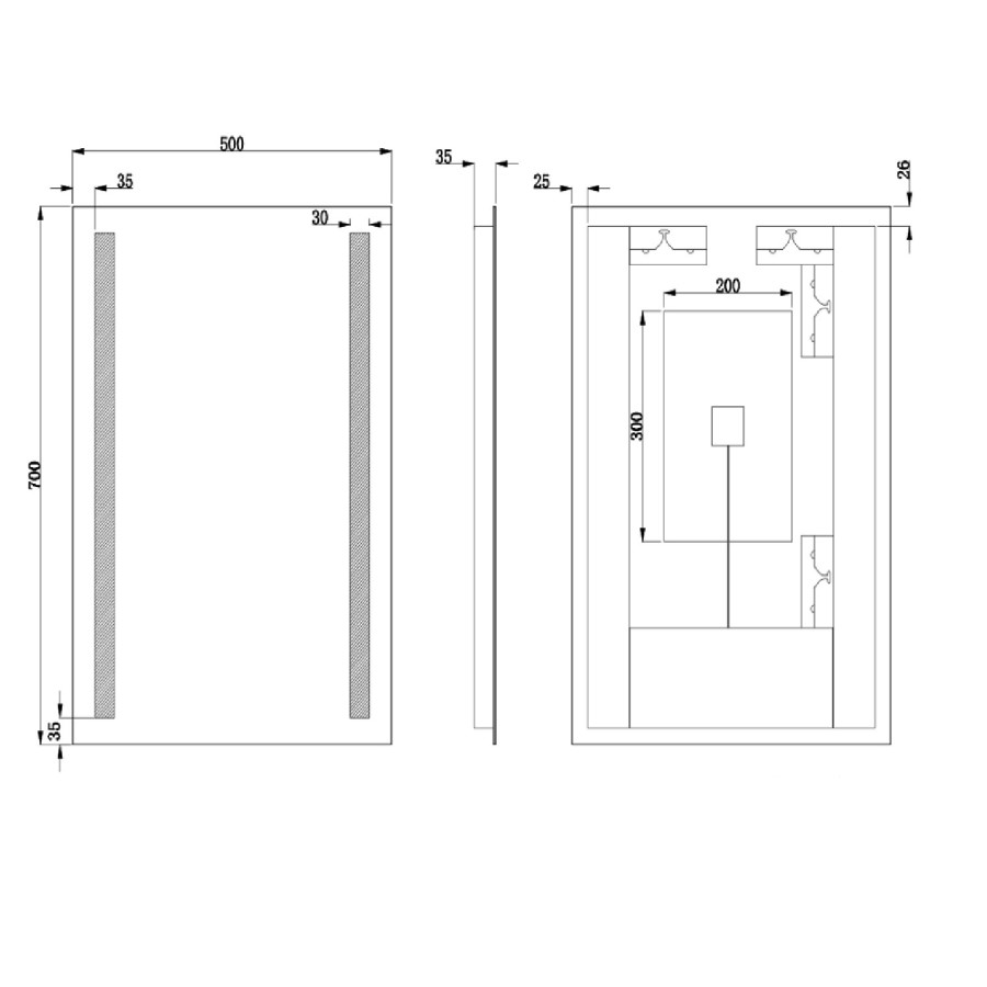 GRADE A1 - 500 x 700mm Illuminated Bathroom Mirror with Demister & Touch Sensor - Capella