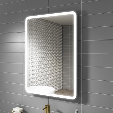 GRADE A1 - Rectangular LED Bathroom Mirror with Demister 500 x 700mm ...