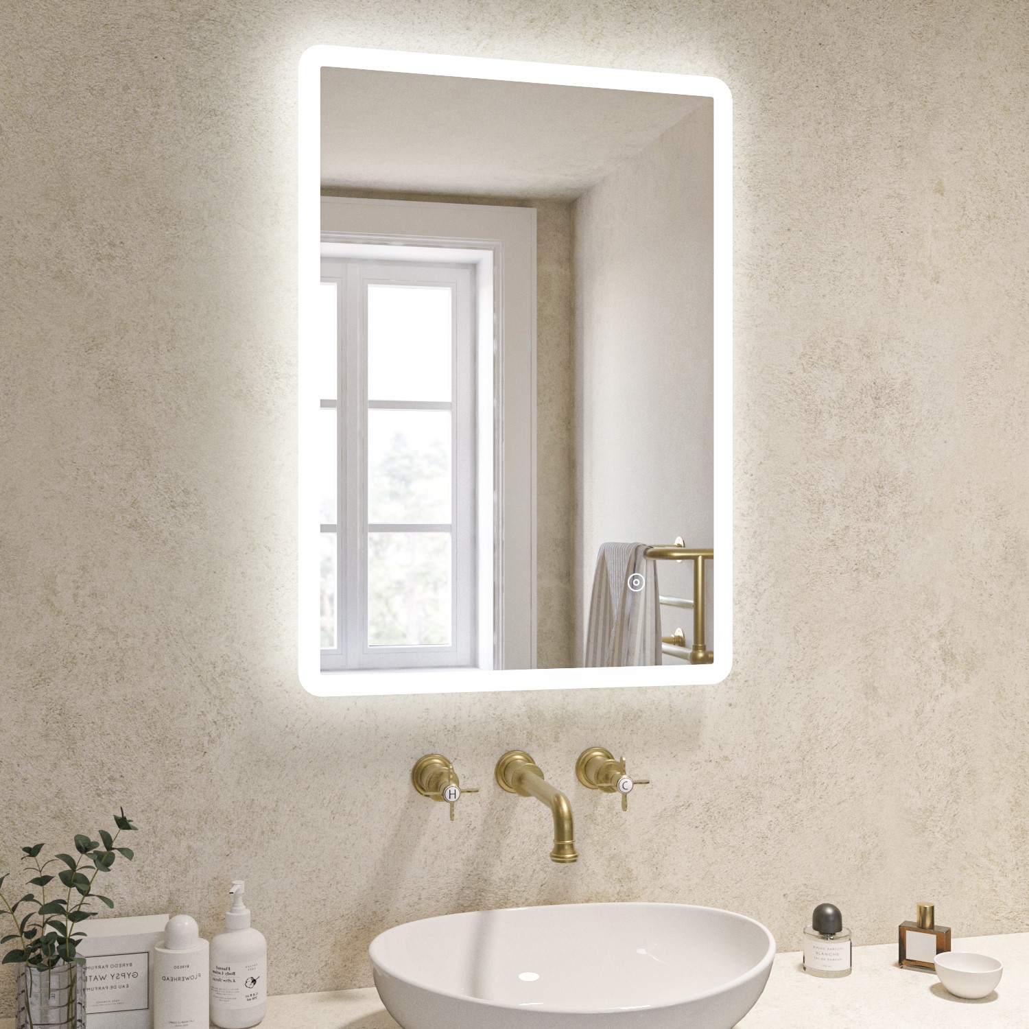 Black Bathroom Mirror Illuminated Image Of Bathroom And Closet
