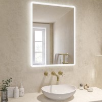 Rectangular Heated Bathroom Mirror with Lights 600 x 800mm - Ariel Rectangular Heated Bathroom Mirror with Lights 600 x 800mm - Ariel