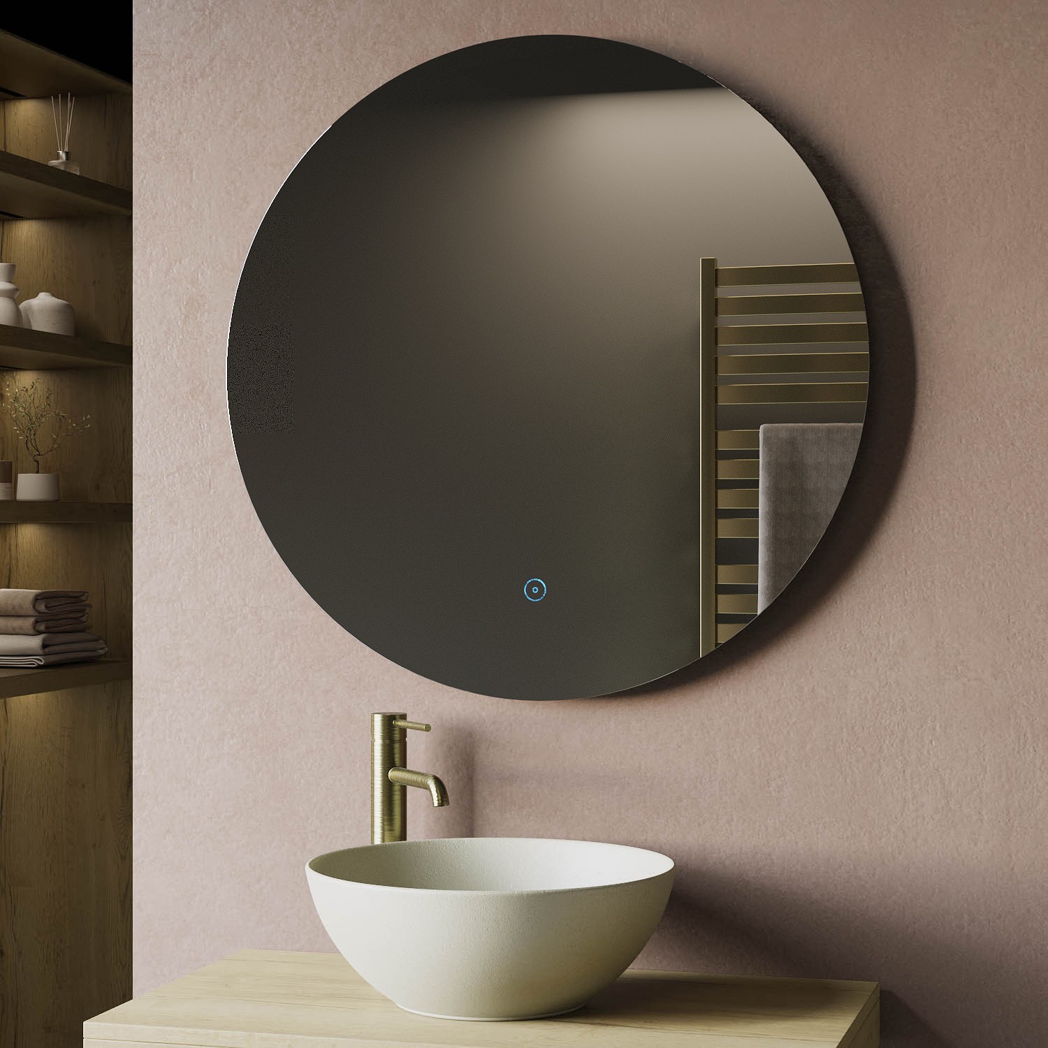 Round LED Bathroom Mirror With Demister 800mm Luna Better Bathrooms round-led-bathroom-mirror-with-demister-800mm-luna-better-bathrooms