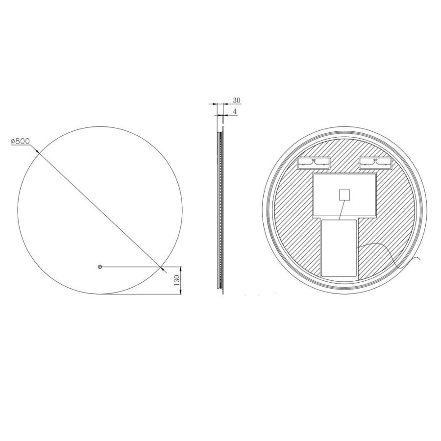 Round Backlit Heated Bathroom Mirror with Lights 800mm - Luna