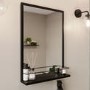 ONLY OPENED - 500 x 700mm Rectangle Black Frame Mirror with Shelf - Iona