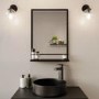 ONLY OPENED - 500 x 700mm Rectangle Black Frame Mirror with Shelf - Iona