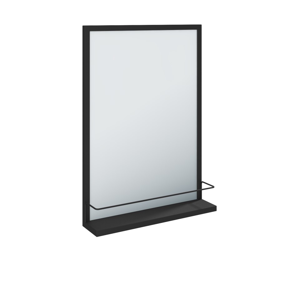 ONLY OPENED - 500 x 700mm Rectangle Black Frame Mirror with Shelf - Iona