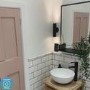 ONLY OPENED - 500 x 700mm Rectangle Black Frame Mirror with Shelf - Iona