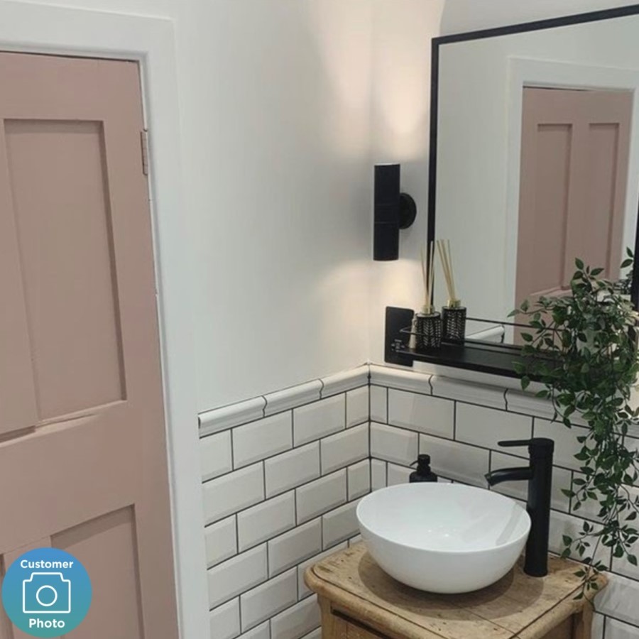 ONLY OPENED - 500 x 700mm Rectangle Black Frame Mirror with Shelf - Iona