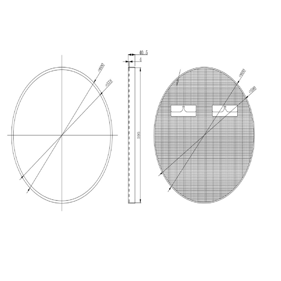GRADE A2 - 600 x 600mm Black Frame Round Mirror - Alcor