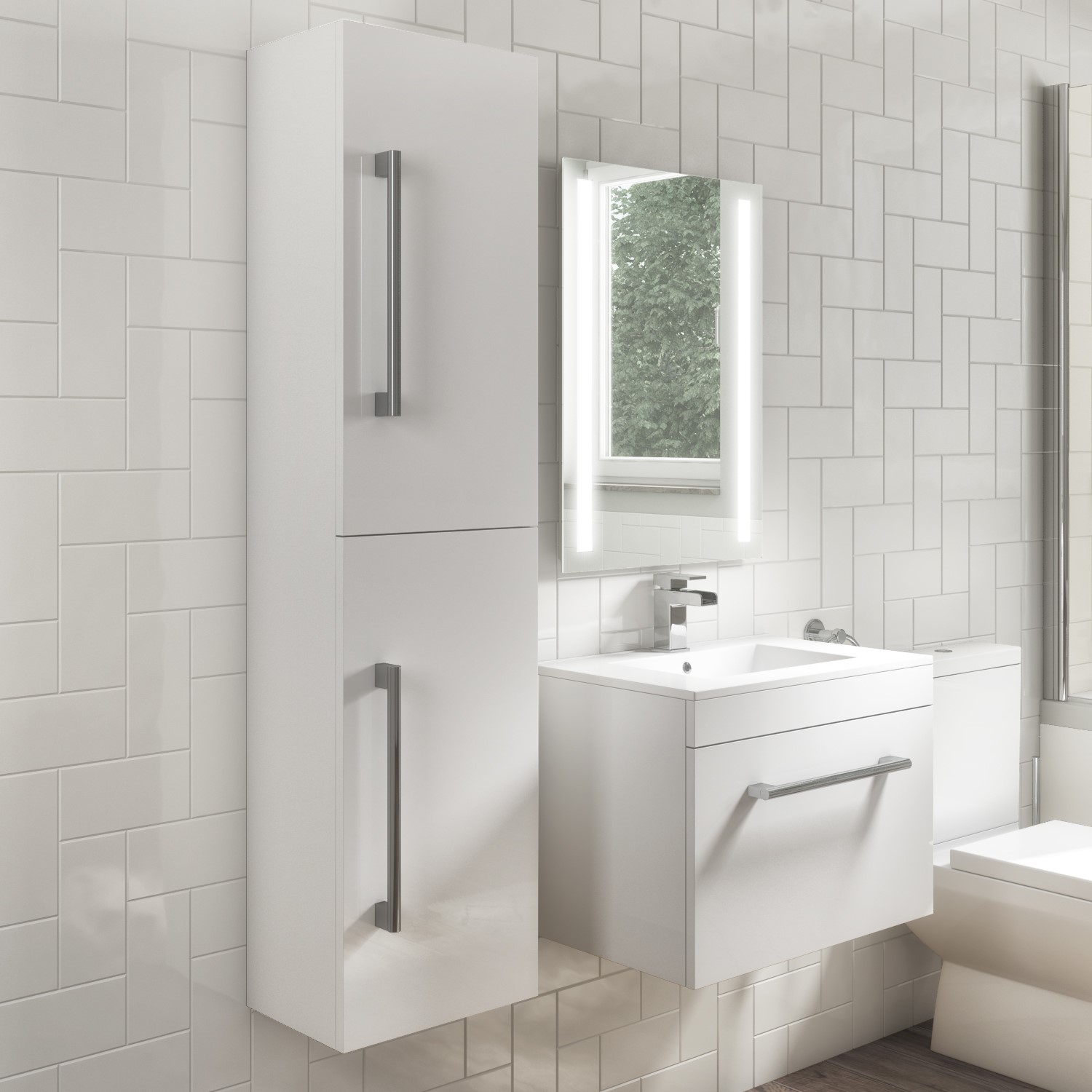 White Wall Mounted Tall Bathroom, Janice 24 5 Wall Mounted Single Bathroom Vanity Set