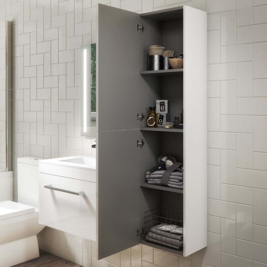 1400mm Wall Hung Tall Boy Bathroom White Ashford Better