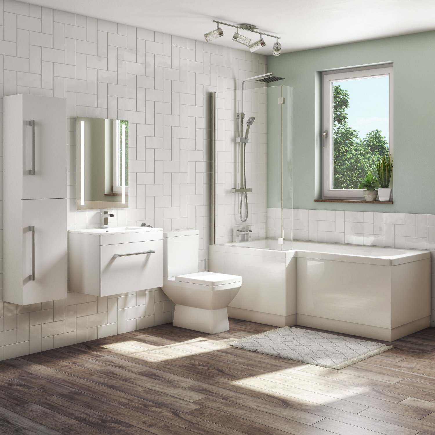 GRADE A1 350mm White Wall Mounted Tall Bathroom Ashford