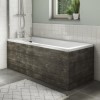 1500 Single Ended Square Bath with Grey Wood Grain Bath Front &amp; End Panel