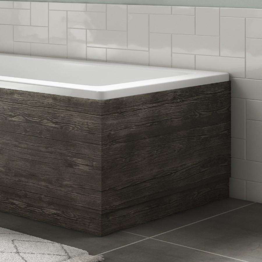 GRADE A1 - 700mm Grey Wood Grain Bath End Panel - Ashford