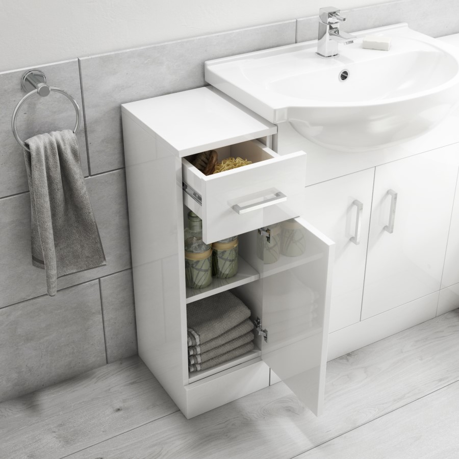 GRADE A2 - 300mm Bathroom Storage Unit White - Classic