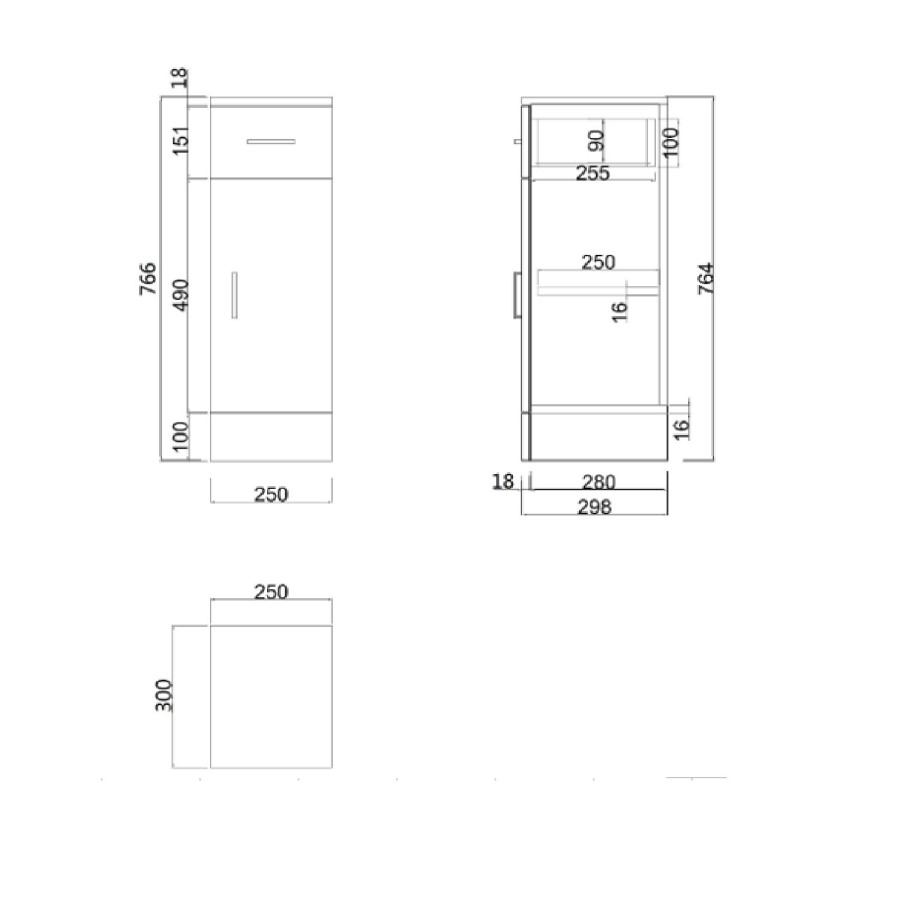 GRADE A2 - 300mm Bathroom Storage Unit White - Classic