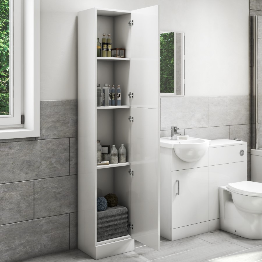 GRADE A1 - 350mm White Floor Standing Tall Bathroom Cabinet - Classic