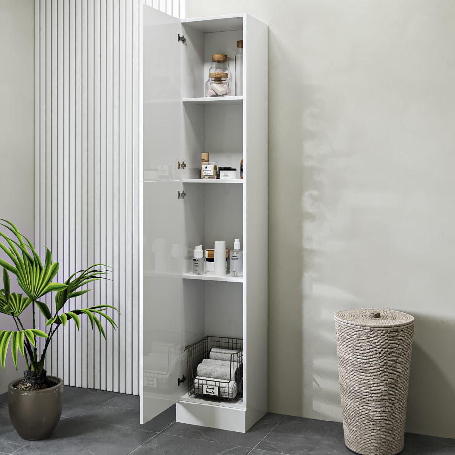 1900mm Tall Boy Storage Unit White - Classic - Better Bathrooms
