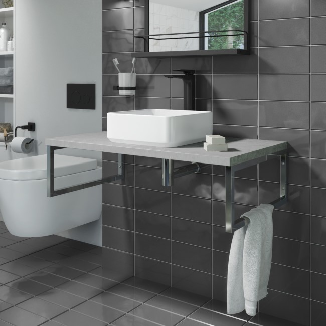 800mm Concrete Effect Countertop Basin Shelf Only Lund Better Bathrooms