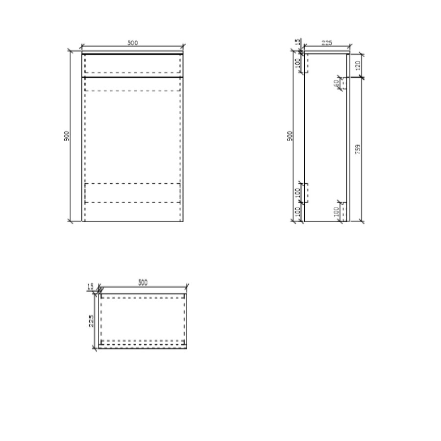 GRADE A2 - 500mm Blue Back to Wall Toilet Unit Only - Baxenden