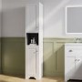GRADE A1 - Double Door White Freestanding Tall Bathroom Cabinet 350 x 1884mm- Baxenden
