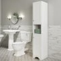 GRADE A1 - Traditional Tall Boy Bathroom Cabinet - Doors & Shelves - Matt White - Baxenden